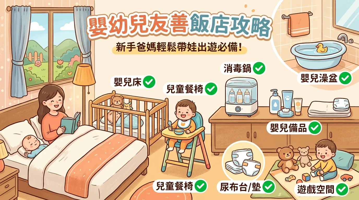 【2026】嬰幼兒友善飯店攻略｜嬰兒床、兒童免費入住、加床政策一次搞懂